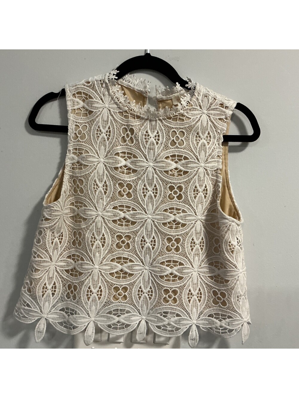 FLYING TOMATO Top Womens Ivory Lace Crop Size Small Boho Bohemian Hippie Vintage